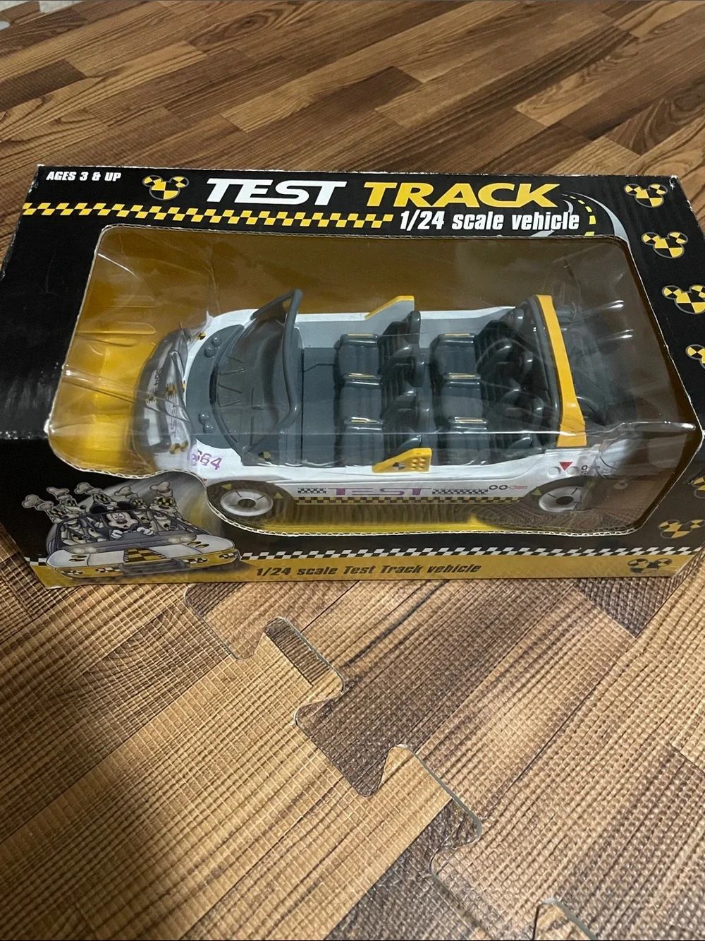 Disney Test Track White and Yellow 1/24 Toy Model Car